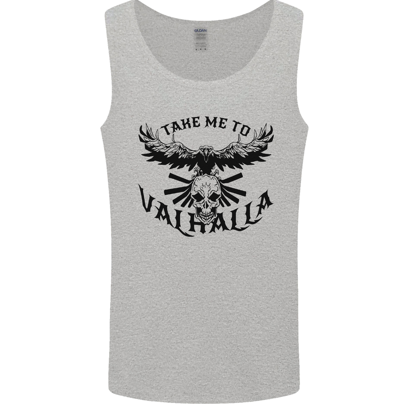 Take Me To Valhalla Viking Skull Odin Thor Mens Vest Tank Top Sports Grey