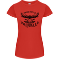 Take Me To Valhalla Viking Skull Odin Thor Womens Petite Cut T-Shirt Red