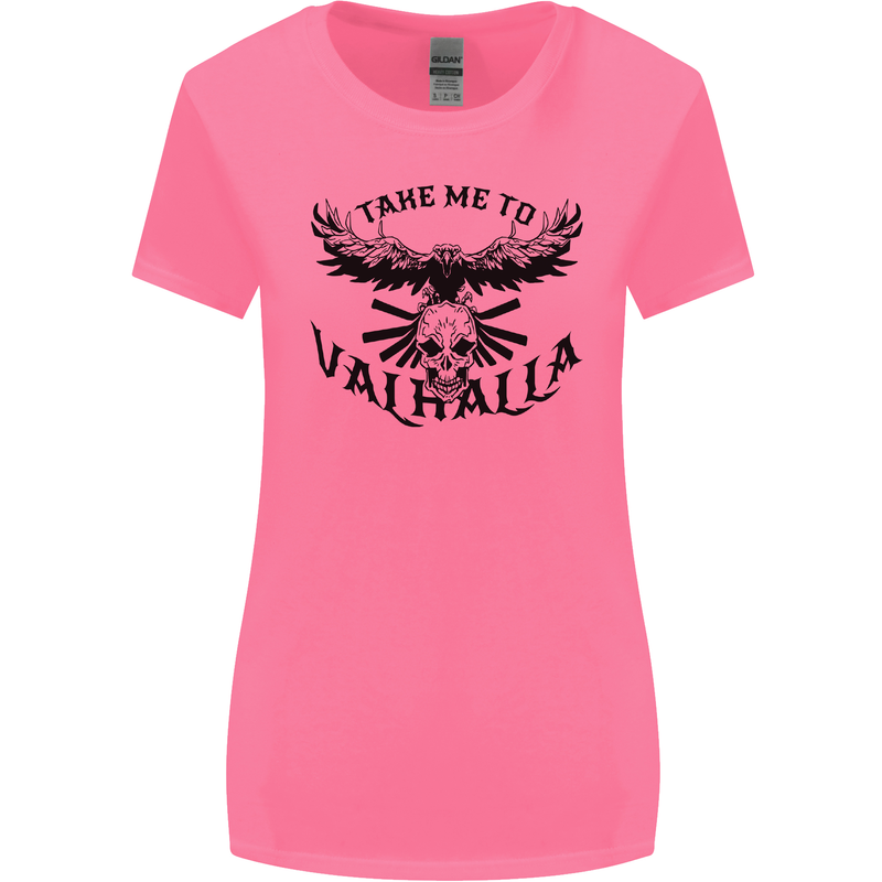 Take Me To Valhalla Viking Skull Odin Thor Womens Wider Cut T-Shirt Azalea