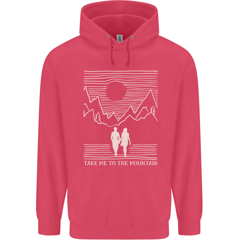 Take Me to the Mountains Trekking Hiking Childrens Kids Hoodie Heliconia