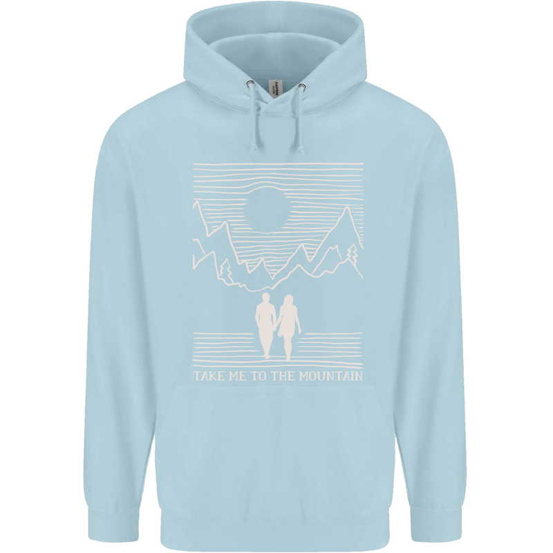 Take Me to the Mountains Trekking Hiking Childrens Kids Hoodie Light Blue