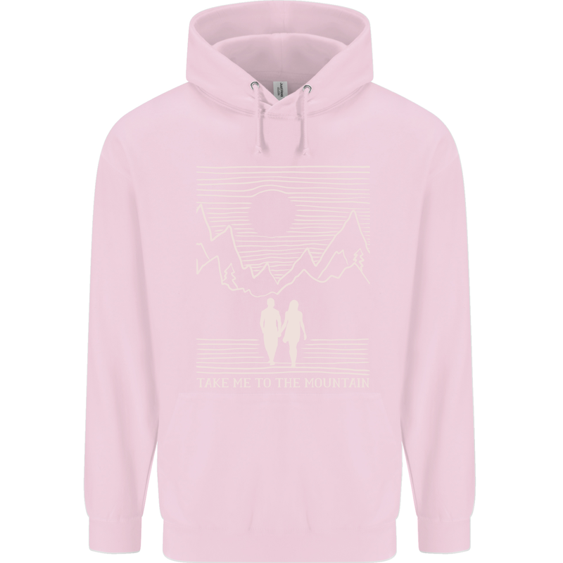 Take Me to the Mountains Trekking Hiking Childrens Kids Hoodie Light Pink