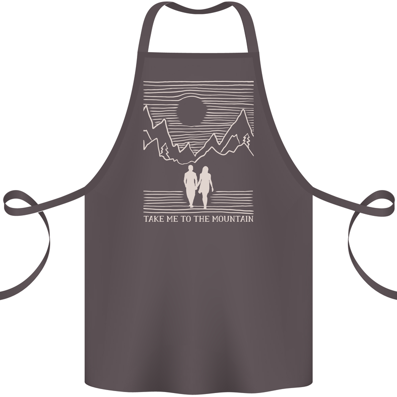 Take Me to the Mountains Trekking Hiking Cotton Apron 100% Organic Dark Grey