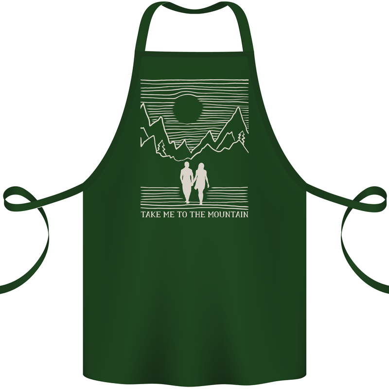 Take Me to the Mountains Trekking Hiking Cotton Apron 100% Organic Forest Green