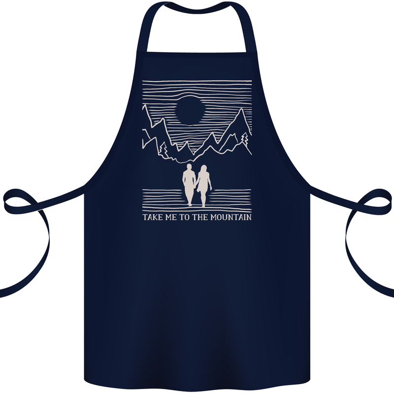 Take Me to the Mountains Trekking Hiking Cotton Apron 100% Organic Navy Blue