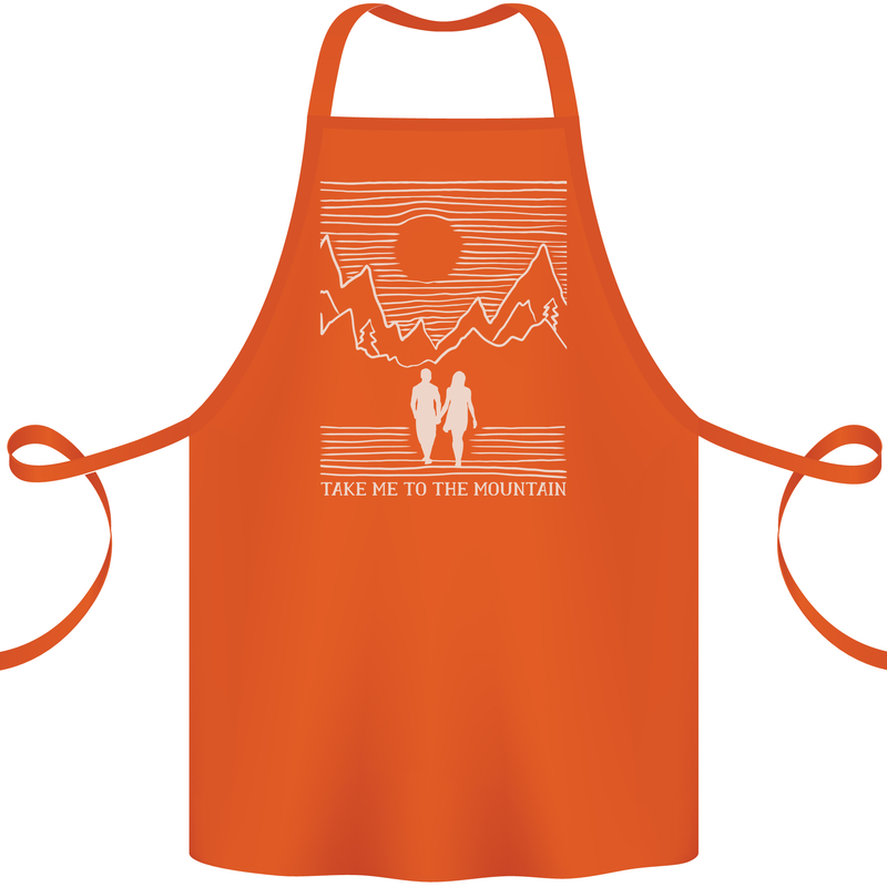 Take Me to the Mountains Trekking Hiking Cotton Apron 100% Organic Orange