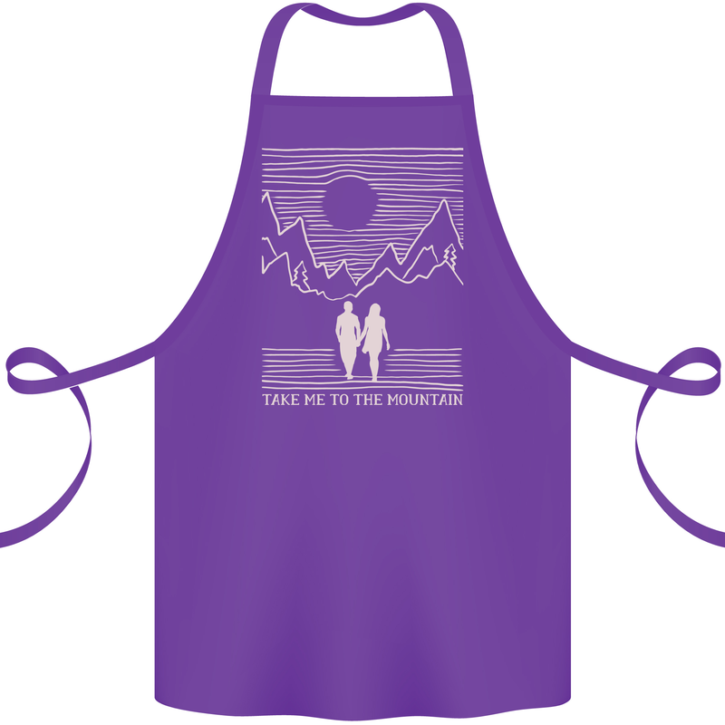Take Me to the Mountains Trekking Hiking Cotton Apron 100% Organic Purple