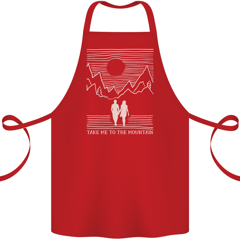 Take Me to the Mountains Trekking Hiking Cotton Apron 100% Organic Red