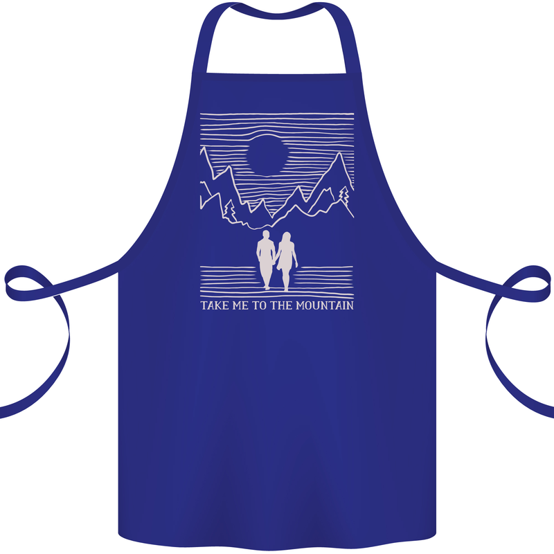 Take Me to the Mountains Trekking Hiking Cotton Apron 100% Organic Royal Blue