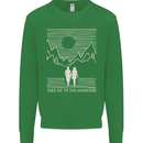Take Me to the Mountains Trekking Hiking Kids Sweatshirt Jumper Irish Green