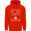 Take Me to the Mountains Trekking Hiking Mens 80% Cotton Hoodie Bright Red