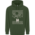 Take Me to the Mountains Trekking Hiking Mens 80% Cotton Hoodie Forest Green