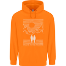 Take Me to the Mountains Trekking Hiking Mens 80% Cotton Hoodie Orange