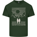 Take Me to the Mountains Trekking Hiking Mens Cotton T-Shirt Tee Top Forest Green