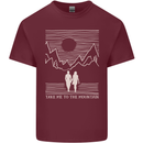 Take Me to the Mountains Trekking Hiking Mens Cotton T-Shirt Tee Top Maroon