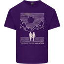 Take Me to the Mountains Trekking Hiking Mens Cotton T-Shirt Tee Top Purple