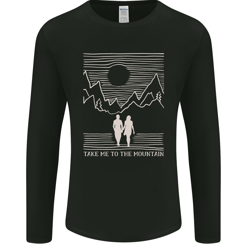 Take Me to the Mountains Trekking Hiking Mens Long Sleeve T-Shirt Black