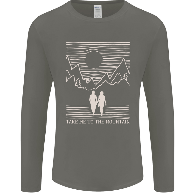 Take Me to the Mountains Trekking Hiking Mens Long Sleeve T-Shirt Charcoal