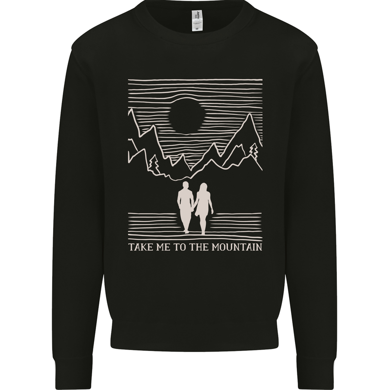 Take Me to the Mountains Trekking Hiking Mens Sweatshirt Jumper Black