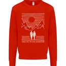 Take Me to the Mountains Trekking Hiking Mens Sweatshirt Jumper Bright Red