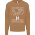 Take Me to the Mountains Trekking Hiking Mens Sweatshirt Jumper Caramel Latte