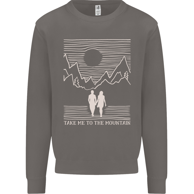 Take Me to the Mountains Trekking Hiking Mens Sweatshirt Jumper Charcoal