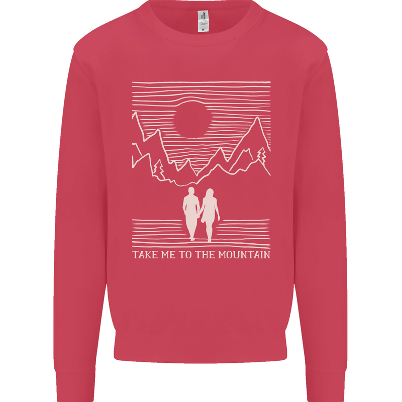 Take Me to the Mountains Trekking Hiking Mens Sweatshirt Jumper Heliconia