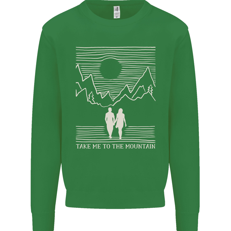 Take Me to the Mountains Trekking Hiking Mens Sweatshirt Jumper Irish Green