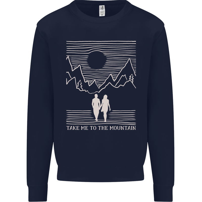 Take Me to the Mountains Trekking Hiking Mens Sweatshirt Jumper Navy Blue