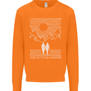 Take Me to the Mountains Trekking Hiking Mens Sweatshirt Jumper Orange