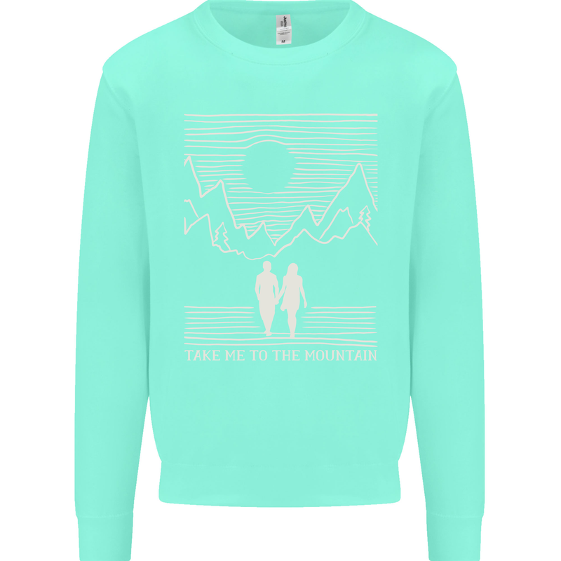 Take Me to the Mountains Trekking Hiking Mens Sweatshirt Jumper Peppermint