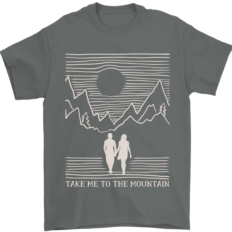 Take Me to the Mountains Trekking Hiking Mens T-Shirt Cotton Gildan Charcoal