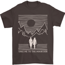 Take Me to the Mountains Trekking Hiking Mens T-Shirt Cotton Gildan Dark Chocolate