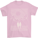 Take Me to the Mountains Trekking Hiking Mens T-Shirt Cotton Gildan Light Pink