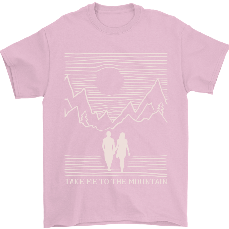 Take Me to the Mountains Trekking Hiking Mens T-Shirt Cotton Gildan Light Pink
