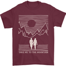 Take Me to the Mountains Trekking Hiking Mens T-Shirt Cotton Gildan Maroon