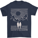 Take Me to the Mountains Trekking Hiking Mens T-Shirt Cotton Gildan Navy Blue