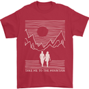 Take Me to the Mountains Trekking Hiking Mens T-Shirt Cotton Gildan Red