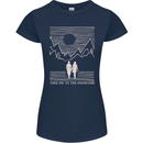 Take Me to the Mountains Trekking Hiking Womens Petite Cut T-Shirt Navy Blue