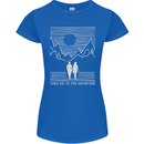 Take Me to the Mountains Trekking Hiking Womens Petite Cut T-Shirt Royal Blue