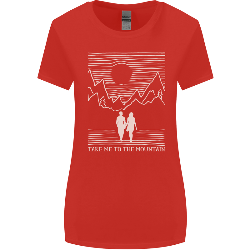 Take Me to the Mountains Trekking Hiking Womens Wider Cut T-Shirt Red