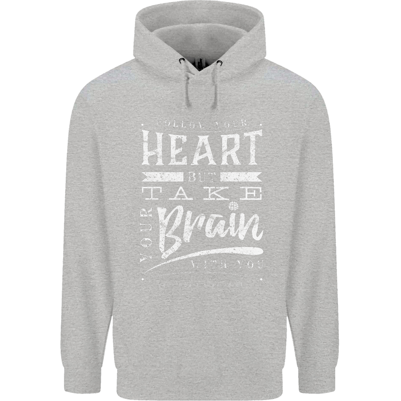 Take Your Heart With You Slogan Childrens Kids Hoodie Sports Grey