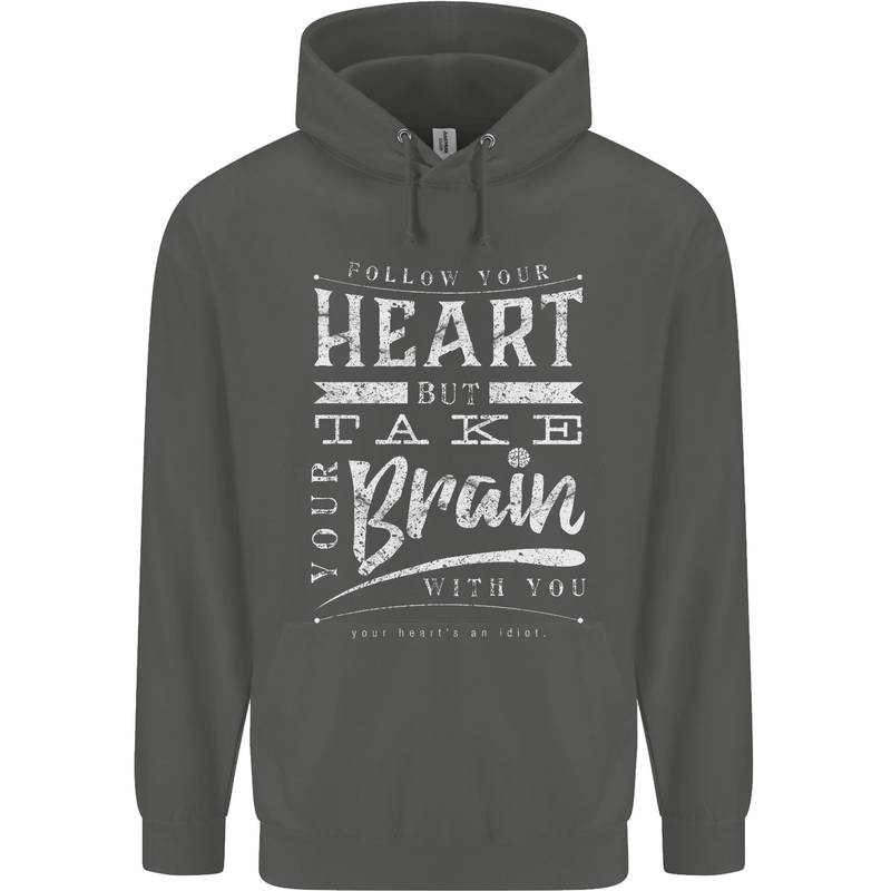 Take Your Heart With You Slogan Childrens Kids Hoodie Storm Grey