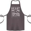 Take Your Heart With You Slogan Cotton Apron 100% Organic Dark Grey
