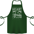 Take Your Heart With You Slogan Cotton Apron 100% Organic Forest Green