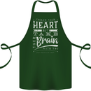 Take Your Heart With You Slogan Cotton Apron 100% Organic Forest Green