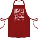 Take Your Heart With You Slogan Cotton Apron 100% Organic Maroon