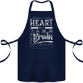 Take Your Heart With You Slogan Cotton Apron 100% Organic Navy Blue