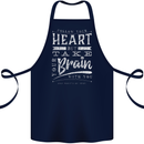 Take Your Heart With You Slogan Cotton Apron 100% Organic Navy Blue