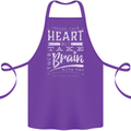 Take Your Heart With You Slogan Cotton Apron 100% Organic Purple